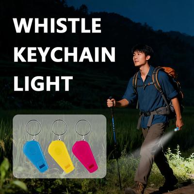 Mini Whistle LED Keychain White Light Lighting Flashlight Camping Hiking Travel Backpack Emergency Backup Stair Key Chain Light
