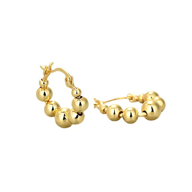 Geometric Round Bead Earrings: Minimalist, Versatile, French Style for Daily Commuting