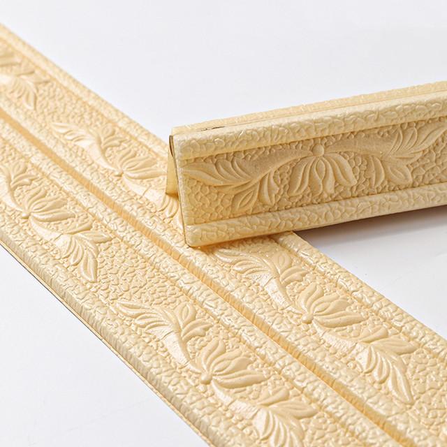 3D Foam Wall Edge Strip Stickers 230CM Self-Adhesive Waterproof Baseboard Corner Waist Line Sticker Home Decoration
