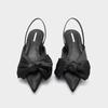 Fashion Summer New High Heels Satin Bow Pointed Sandals Women's Half Bag Head One Line Buckle Flat Shoes