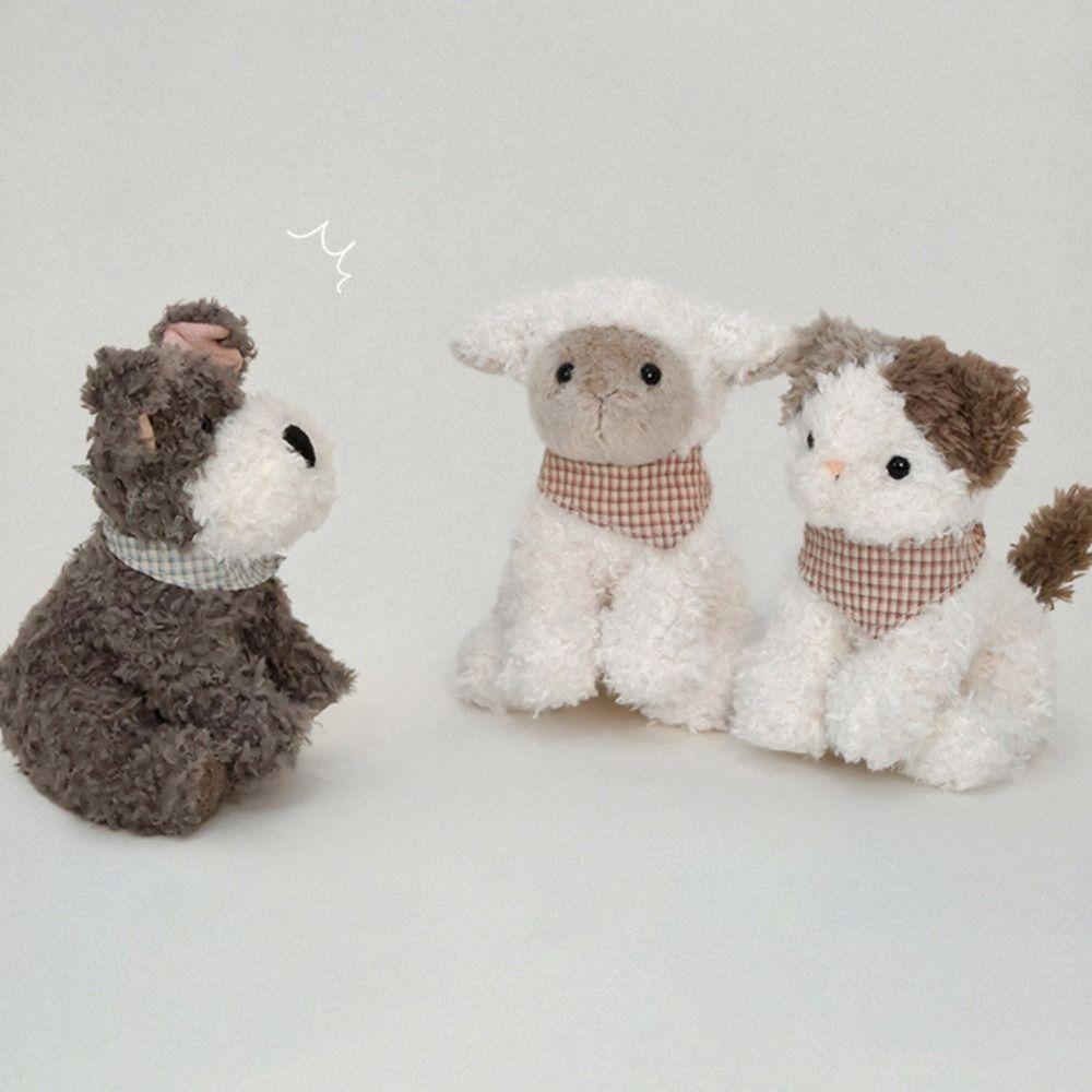 Cat Lamb Farm Animals Plush Toy Interactive Curly Haired Dog Doll  Kids Gifts