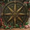 Vintage Metal Wall Art Compass Decor Round Iron Design Roman Numerals Star