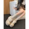 Fleece und verdickte Retro-Schneebaumwollschuhe mit dicker Sohle, warm und rutschfest für den Winter, flauschige Birkenstocks.