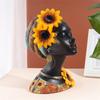 M-Modern-African Art Bust Statue, Home Decor African Sunflower Girl Figurines, Home Decor Resin Black African Bust Sculpture Eas