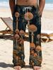 Casual men's printed loose straight trousers vacation beach pants men's European and American breathable