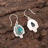 Blaue Kupfer Türkis Handgemachte Edelstein Ohrringe, 925 Sterling Silber Ohrringe Antiker Schmuck, Für Verlobungsgeschenk