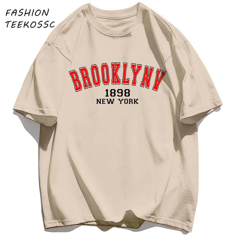 Brooklyn 1898 New York Men Basics TShirt Casual AllMatch Short Sleeve Cotton Oversized Sportswear Summer Crewneck T Shirts