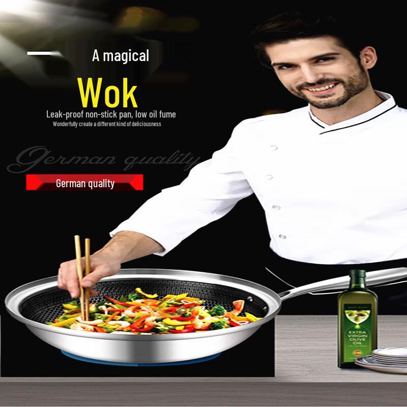 

DSQF304 Stainless Steel Honeycomb Non-stick Wok