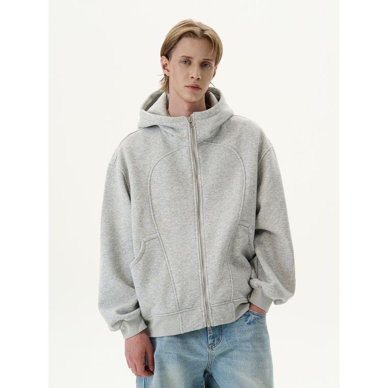 Kisko Trendy American-Style Heavyweight Double-Zipper Air Layer Hooded Sweatshirt for Men and Women with a Stylish Silhouette and Casual Fit