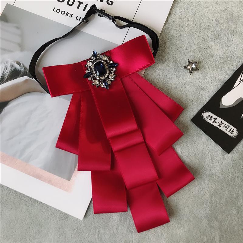 

Wedding groom wedding bow Korean men s performance collar decor British multi-layer bow diamond fake collar красный