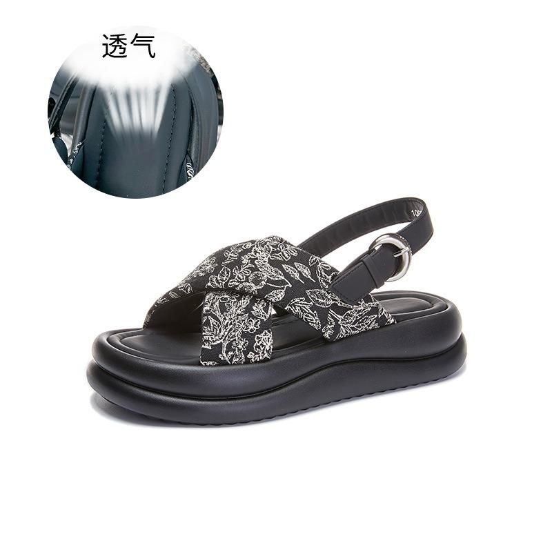 

National tide sandals summer new buckle flat women s sandals women s open-toed beach sandals women 40 чёрный