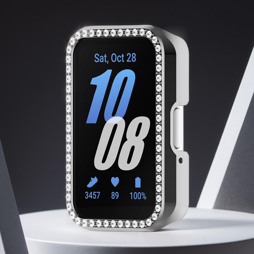 

PC Diamond Inlaid Case Screen Protector Case Dustproof Protective Case Frame Anti-Scratch for Samsung Galaxy Fit 3 SM-R390 белый