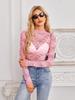 TK2025 Slim Fit Summer Mesh Lace Long Sleeve Top for Women