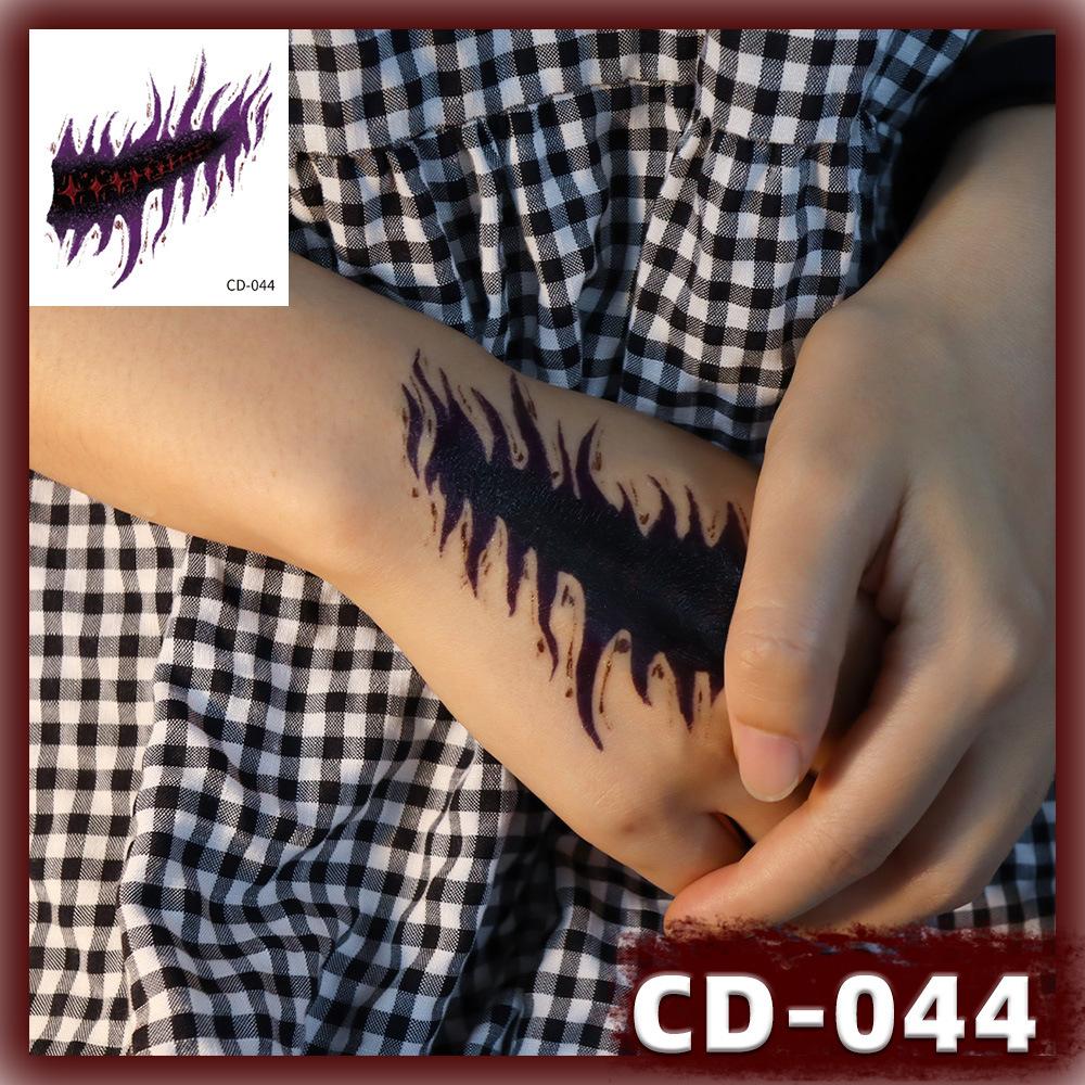 

12 Sheets Halloween Temporary Tattoos For Women Horror Big Mouth Design Face Stickers Waterproof Mask Party Makeup Art Tattoo