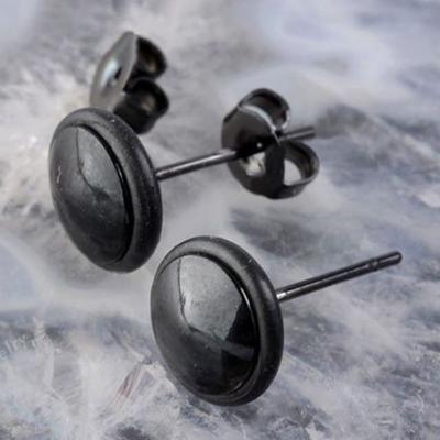 1 Pair Men's Women's Black Round Stainless Steel Ear Stud Earring