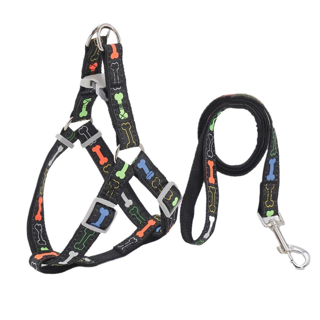 Colorful Bone Tripod Pet Dog Harness for Indoor and Outdoor Use Dog Leash Preventing Escape Tow Rope Dog Accessories Pet Collars