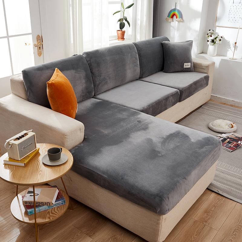 Potah na sedák pohovky Měkká sametová látka Potahy na domácí nábytek Navrženo pro obývací pokoj Domácnost Spandex Pružný Omyvatelný Odnímatelný Dlouhá pohovka