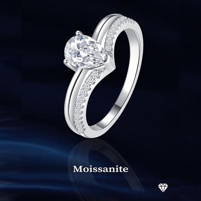 Hochwertiger Echtschmuck 100% 925 Sterlingsilber Moissanit-Ring Birnenschliff D Echter Moissanit Hochzeit Verlobung Echtschmuck Für Frauen Ring