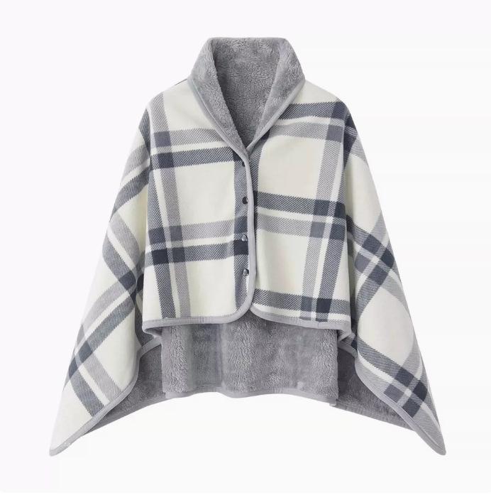 Dual-Purpose Warm Shawl Blanket - Double-Layer, Thick, Perfect for Office Naps or Lounging