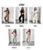 Conjunto Casual Feminino Europeu e Americano de Top de Malha Canelada de Manga Curta e Calça Longa