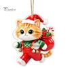 Christmas Stocking Tags Cat Pendant with Hanging Rope, 2D Flat Acrylic Ornament for Xmas Tree Cute Kitty Decor Decoration, Holiday Decor, Party