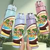 1PC Coconut Fruit Dessert Cartoon 750ml Color Plastic Sports Water Bottle Leakproof Flip Straw Lid Suitable for Sports Office Home Use