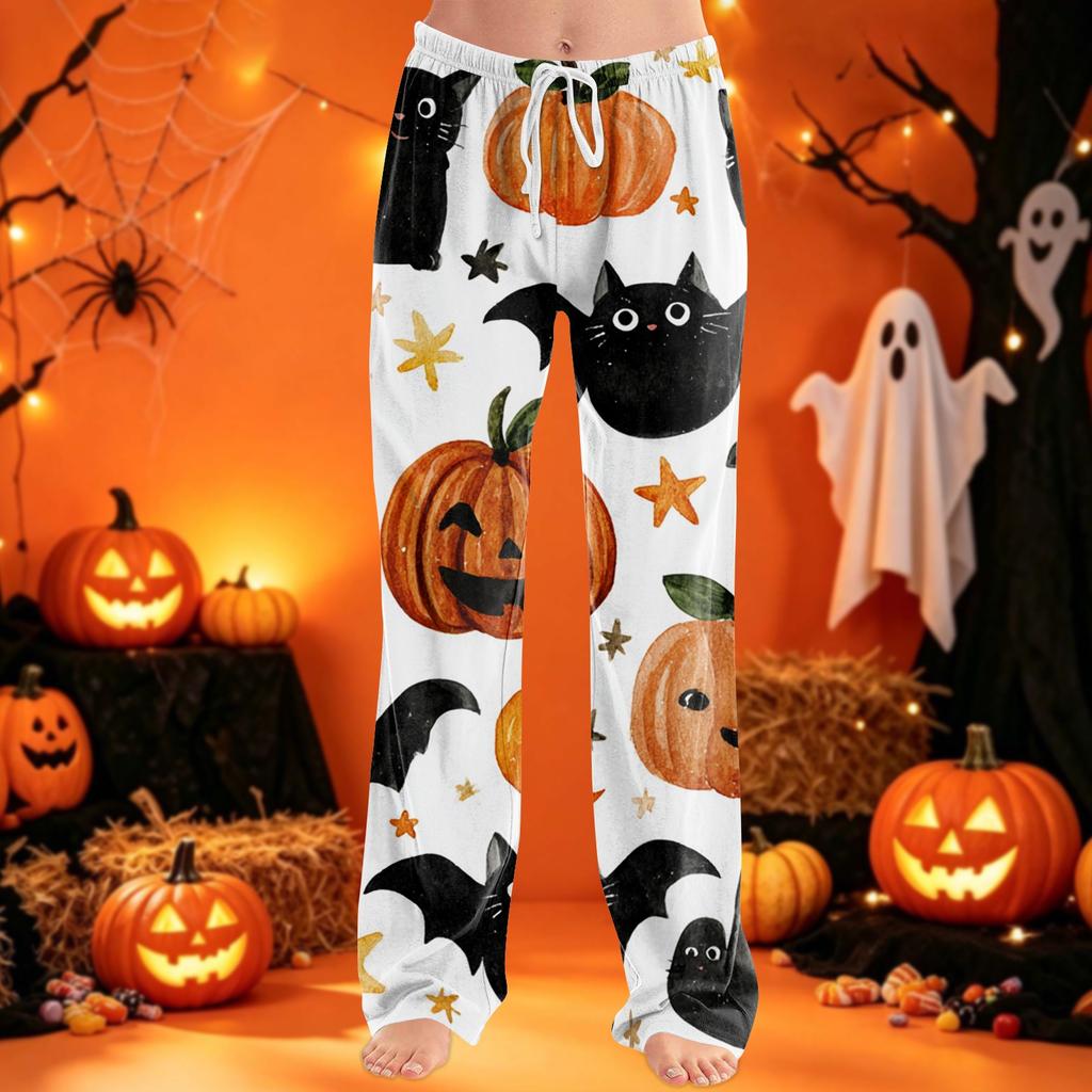 Women's Pajama Pants with Drawstring Halloween Print Relaxed Fit for Casual