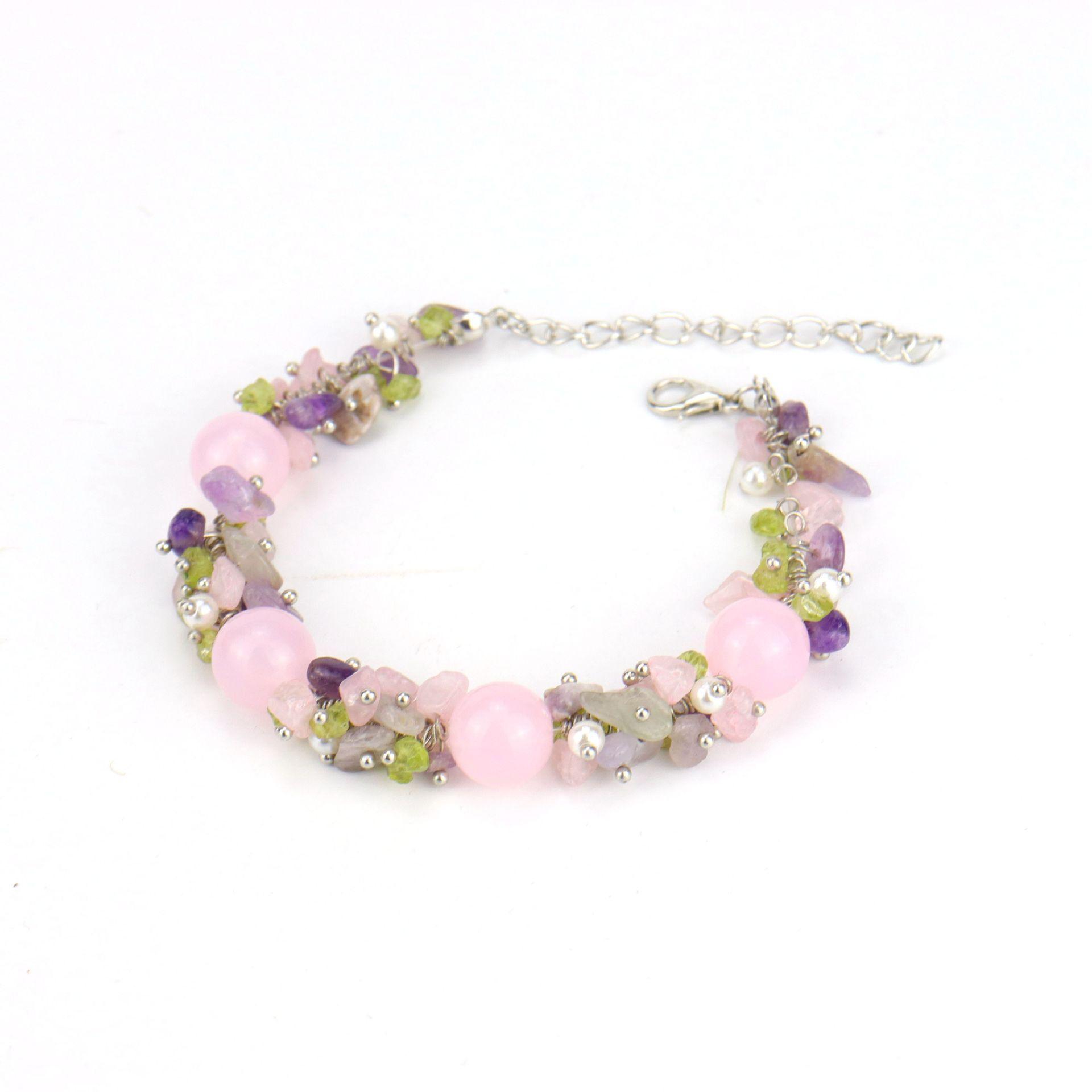 Natural Crystal Gravel Amethyst Flower Bracelet Bracelet, Couple Bracelet Adjustable B56