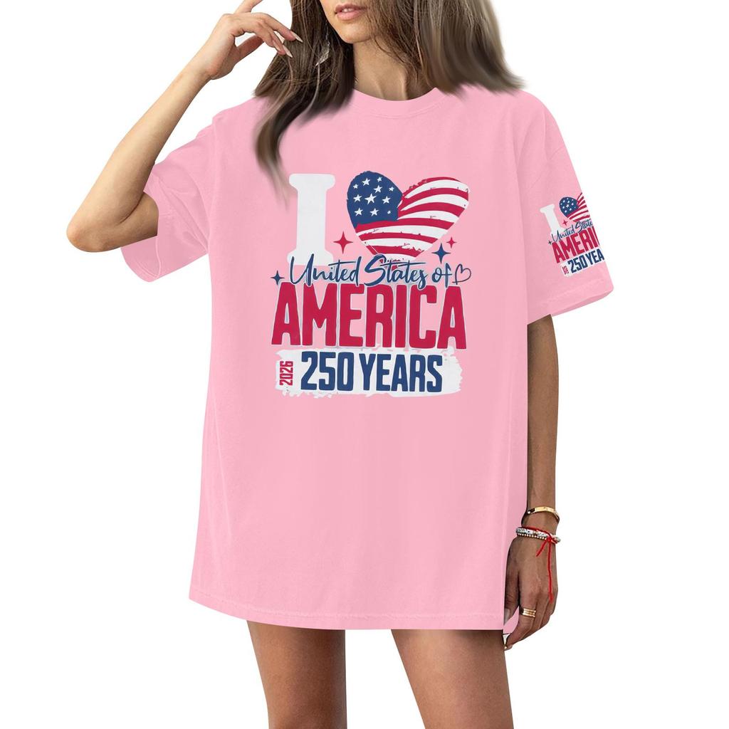 Damen Rundhals Bedrucktes Kurzarm T-Shirt Top