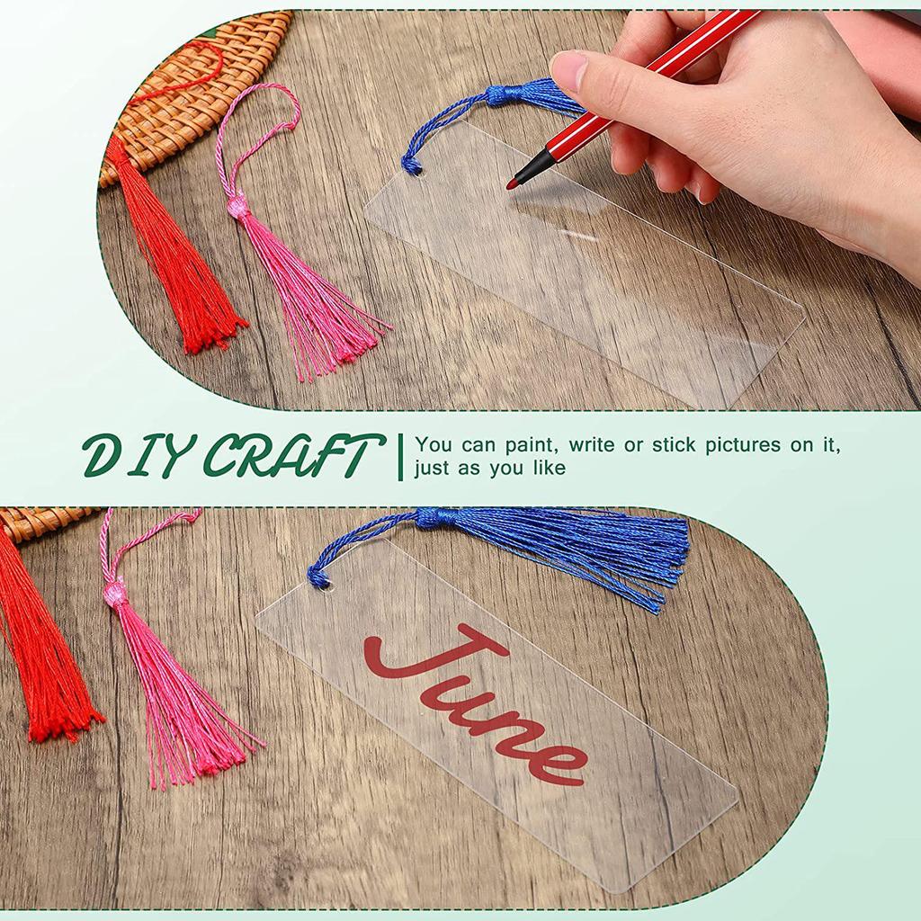 Clear Acrylic Bookmark with Tassel - Creative DIY Pattern, Erasable and Rewritable with Water-Based Pen