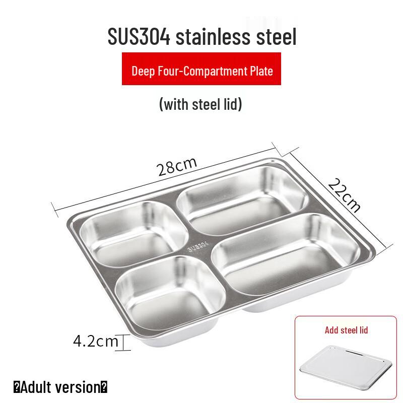 Stainless Steel Divided Meal Tray with Lid