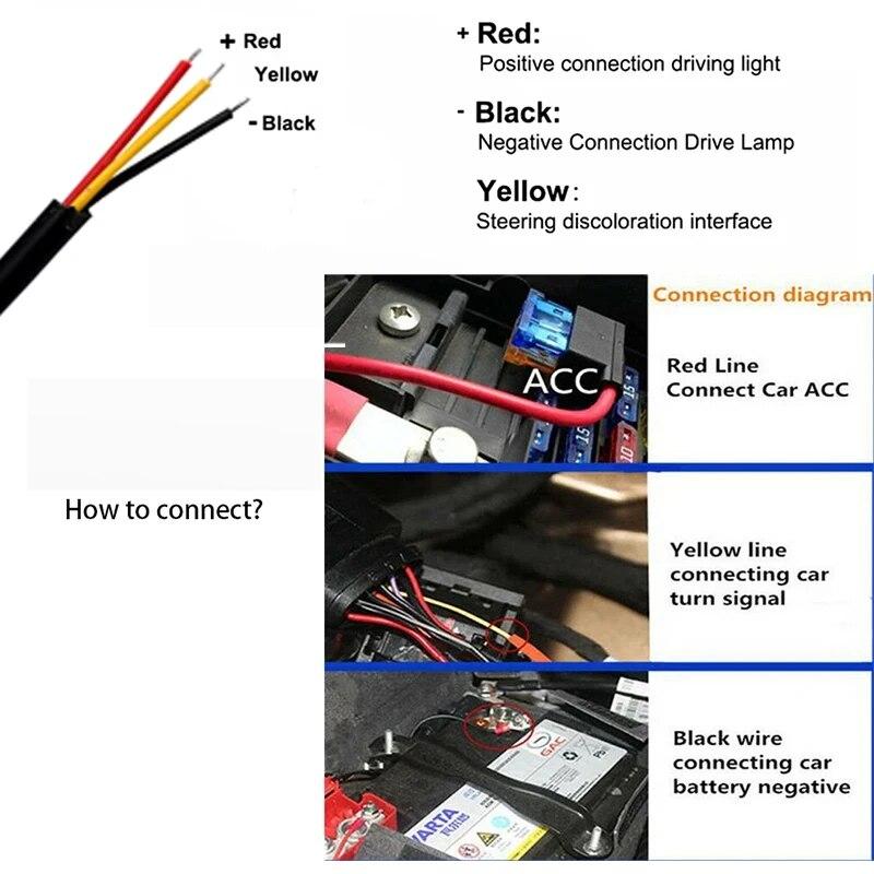 2pcs LED DRL Car Daytime Running Light Flexible Waterproof 45cm Auto Headlights Ice Blue Turn Signal Yellow Brake Flow Light 12V