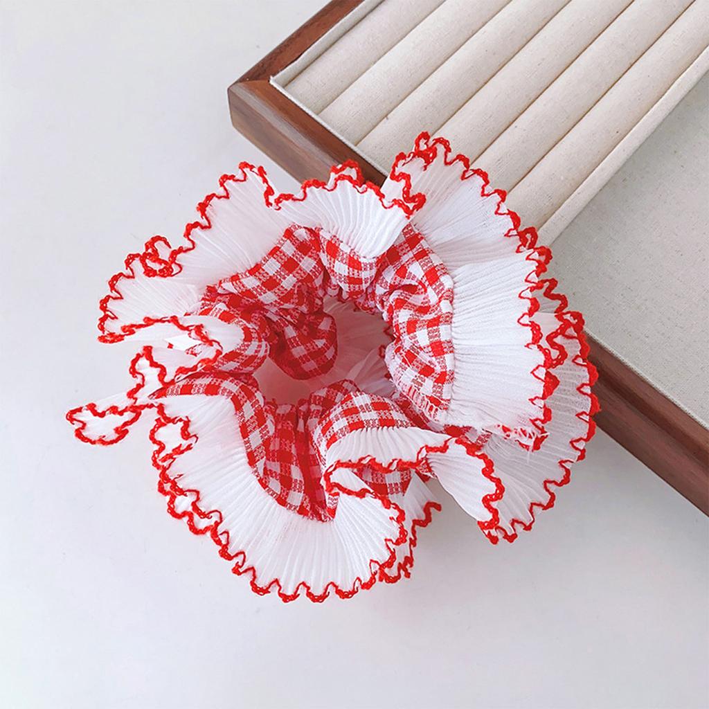 Lace Scrunchies for Women Double Layer Large Elastic Hairbands French Hair Scrunchy Bobbles Soft Hair Accessories