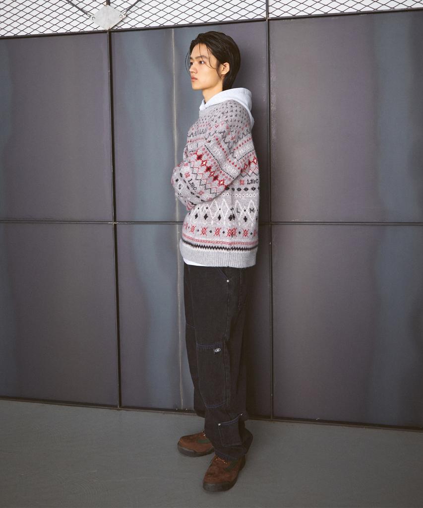 LMC Fair Isle Knit Sweater Gray