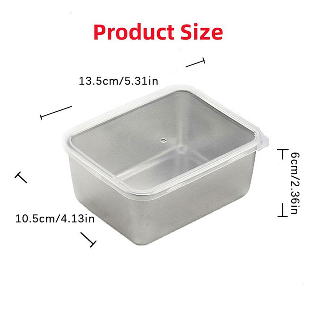 Plastic and Stainless Steel Refrigerator Crisper Food Storage Box with Plastic Lid Prepare Seafood Fruit Vegetable Picnic Box