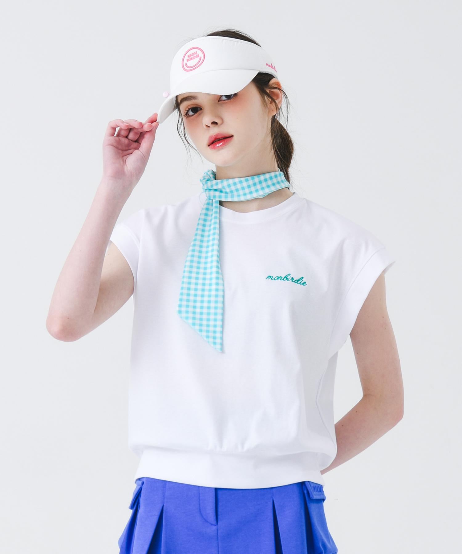 Mongbirdy Golf Scarf Point Sleeveless T-Shirt White & Blue Blue/Free