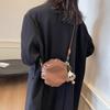 Niche cute girl pleated small round bag design sense small bag women 2025 new trendy shoulder messenger bag