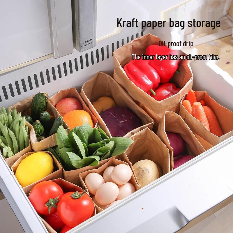 Wasserdichte Aufbewahrungstasche aus Kraftpapier: Ölfest, verdickt für Kühlschrank-Obst, Gemüse, Brot und Takeaway-Verpackung.