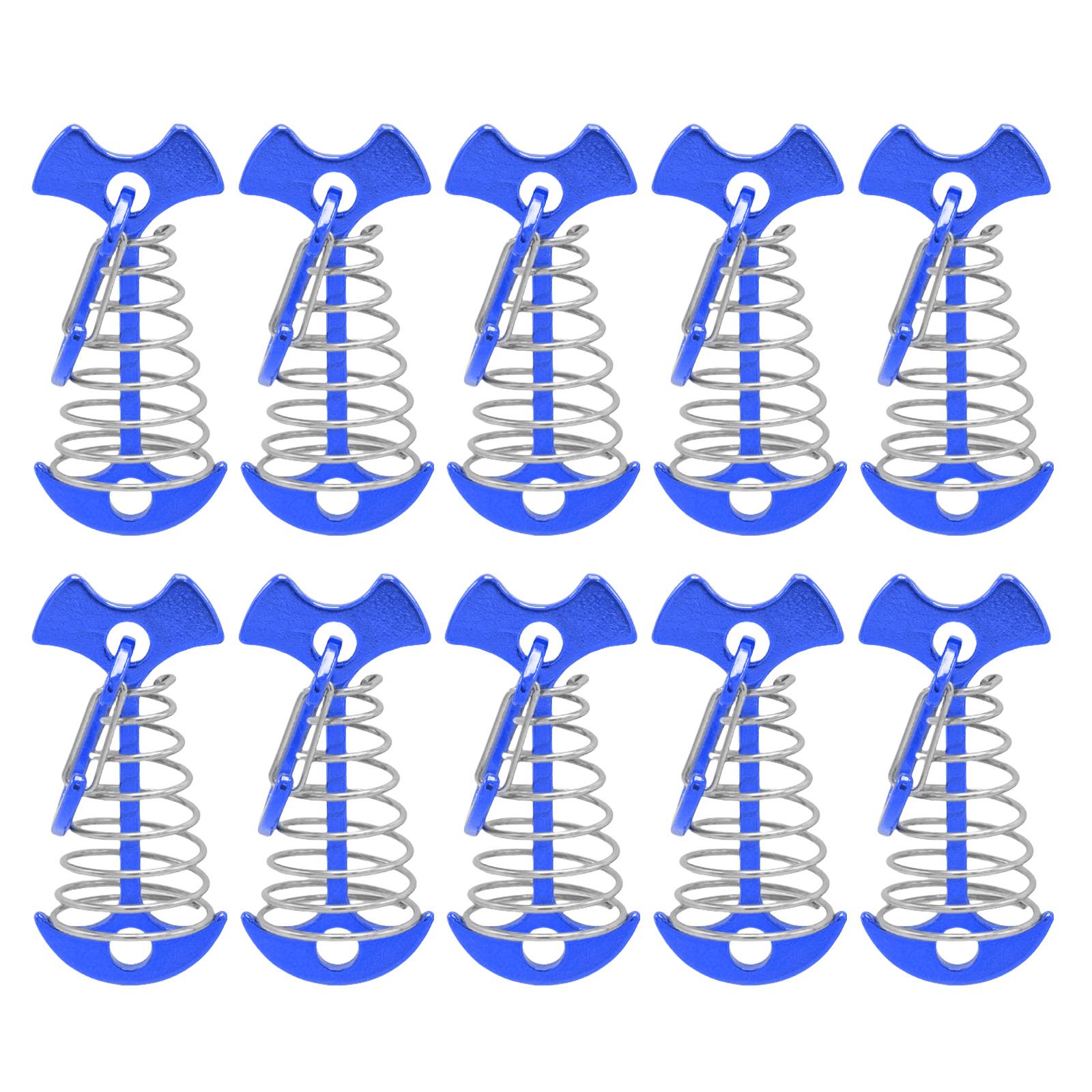 

10Pcs Deck Planks Board Tent Stakes Windproof Spring Anchors Fishbone Deck Anchors Peg Fishbone Guyline Cord Adjuster синій