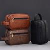 Retro Men Leather Wash Bag Multi Pocket Handheld Travel Toiletry Bag Large Capacity Waterproof Cosmetic Organizer Bathroom