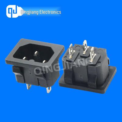 Flush-mount IEC C14 3-pin Snap-in Power Socket, 10A 250V