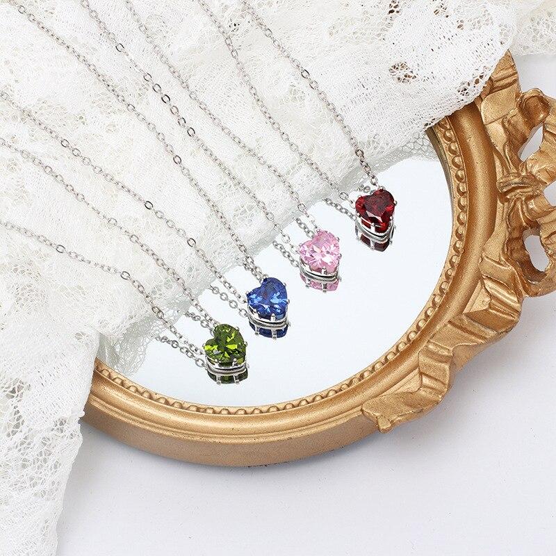 1pcs Heart Necklace For Women Colorful Zirconia Copper Claw Necklace Fashion Trendy Holiday Gift