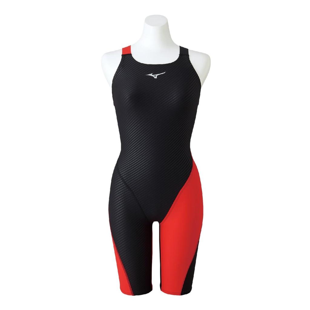 Mizuno EXER SUITS Half Suit for Competitive Swimming and Size XL Women's Training, N2MG2775, 96 Black/Red,