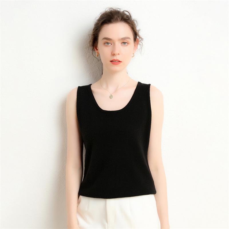 Lekasha Women's Cashmere U-Neck Sleeveless Base Layer Top