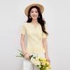 Autumn Water Yi Ren Basic V-Neck Short Sleeve Knit Top with Slit Hem