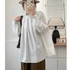 Johnature Japanese Fungus Stand-Up Collar Press-Pleated Top Women Spring Loose Versatile French Tops