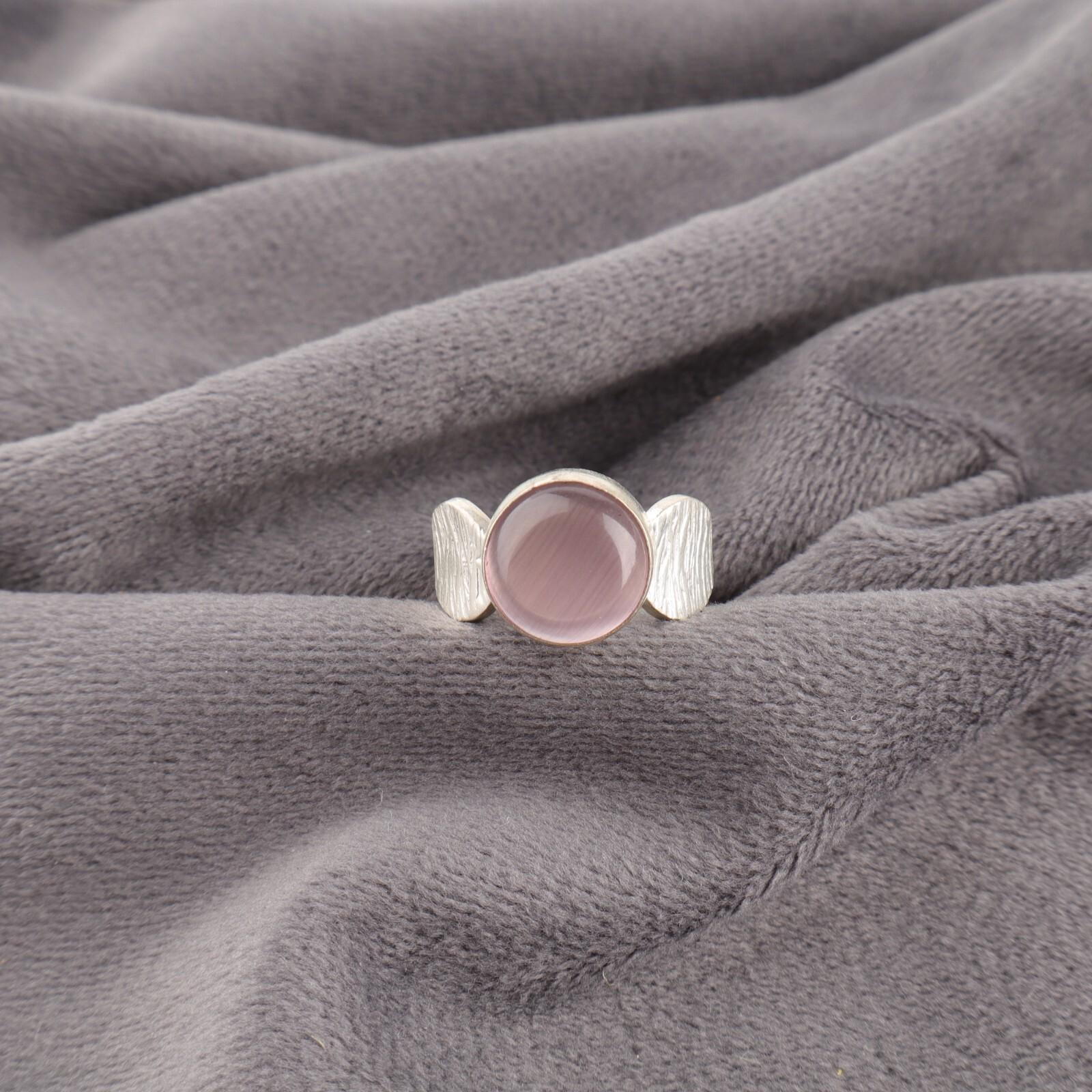 

Purple Cat s Eye Gemstone 925 Sterling Silver Jewelry Handmade Round Shape Ring RR-1-44 13