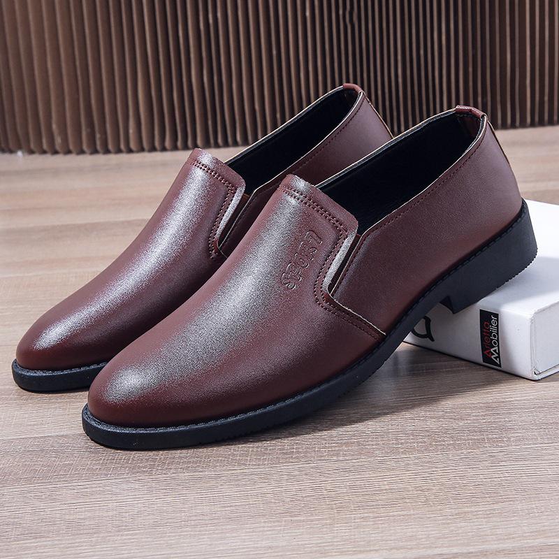 Men's Black Leather Slip-On Loafers - Business Casual & Formal, Soft Sole Non-Slip for Middle-Aged and Elderly.