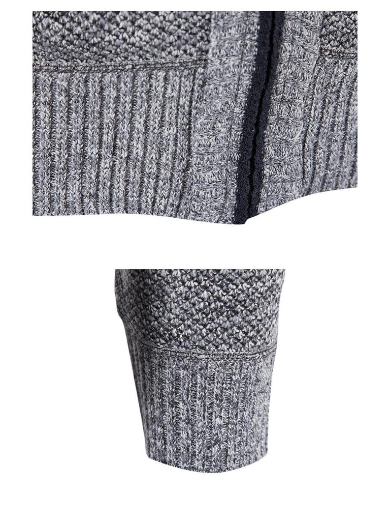 2024 Men's Autumn/Winter Stand-Up Collar Fleece-Lined Cardigan Sweater