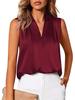 Blusa Estiva Casual da Lavoro da Donna Senza Maniche Scollo a V Rigate Raso Monocolore